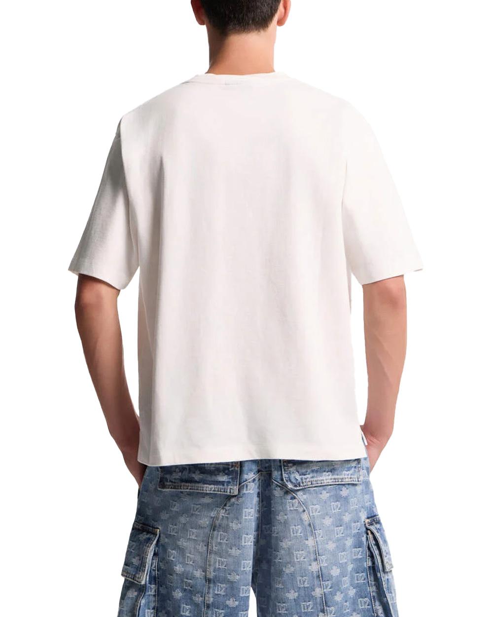DSQUARED2 T-shirt DSQUARED2 uomo Loose Fit S74GD1554D2010 Bianca cotone loose girocollo taschino S74GD1554D2010 100