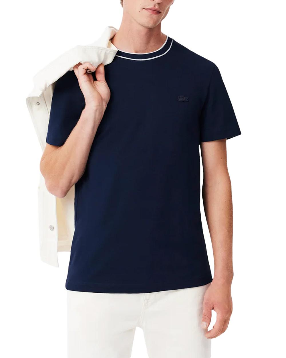 LACOSTE T-shirt LACOSTE uomo TH8174T Blu cotone girocollo maniche corte TH8174T 166