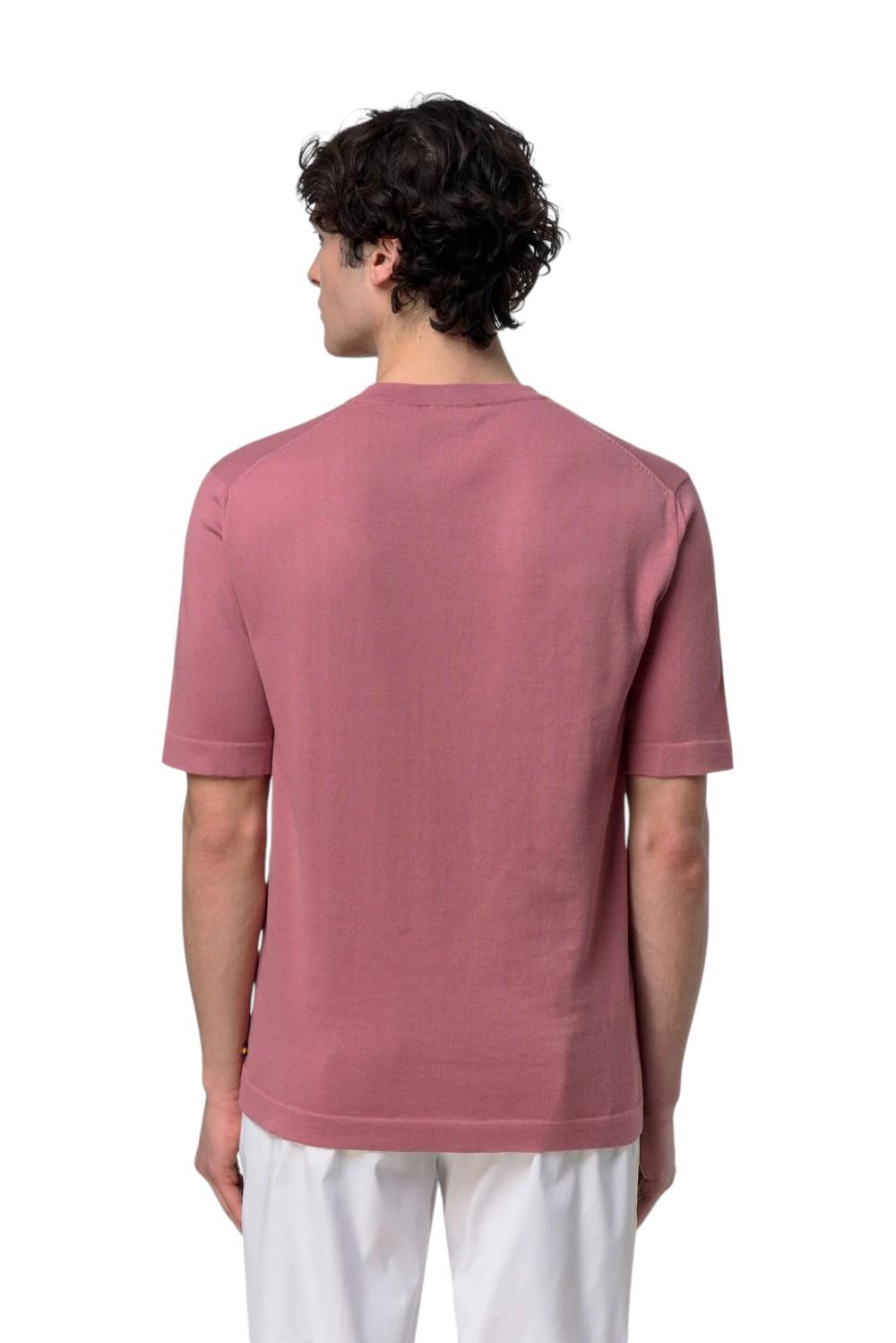 K-WAY T-shirt K-WAY uomo K4126SW1 WH7 Combe in cotone rasato anti-pilling Rosa K4126SW WH7
