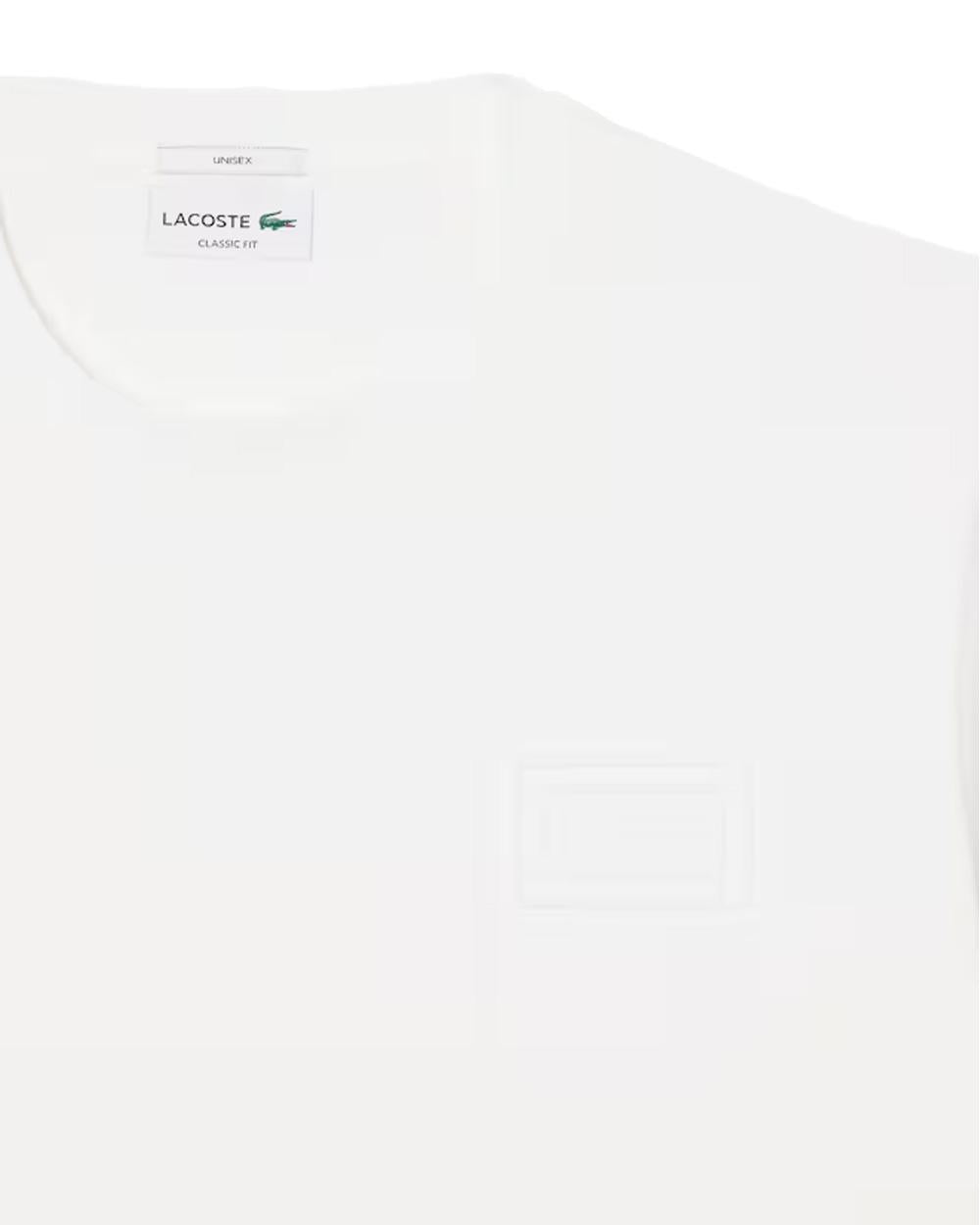 LACOSTE T-shirt LACOSTE uomo TH0753 Bianca maniche corte marchio classic fit collo a coste TH0753 70V