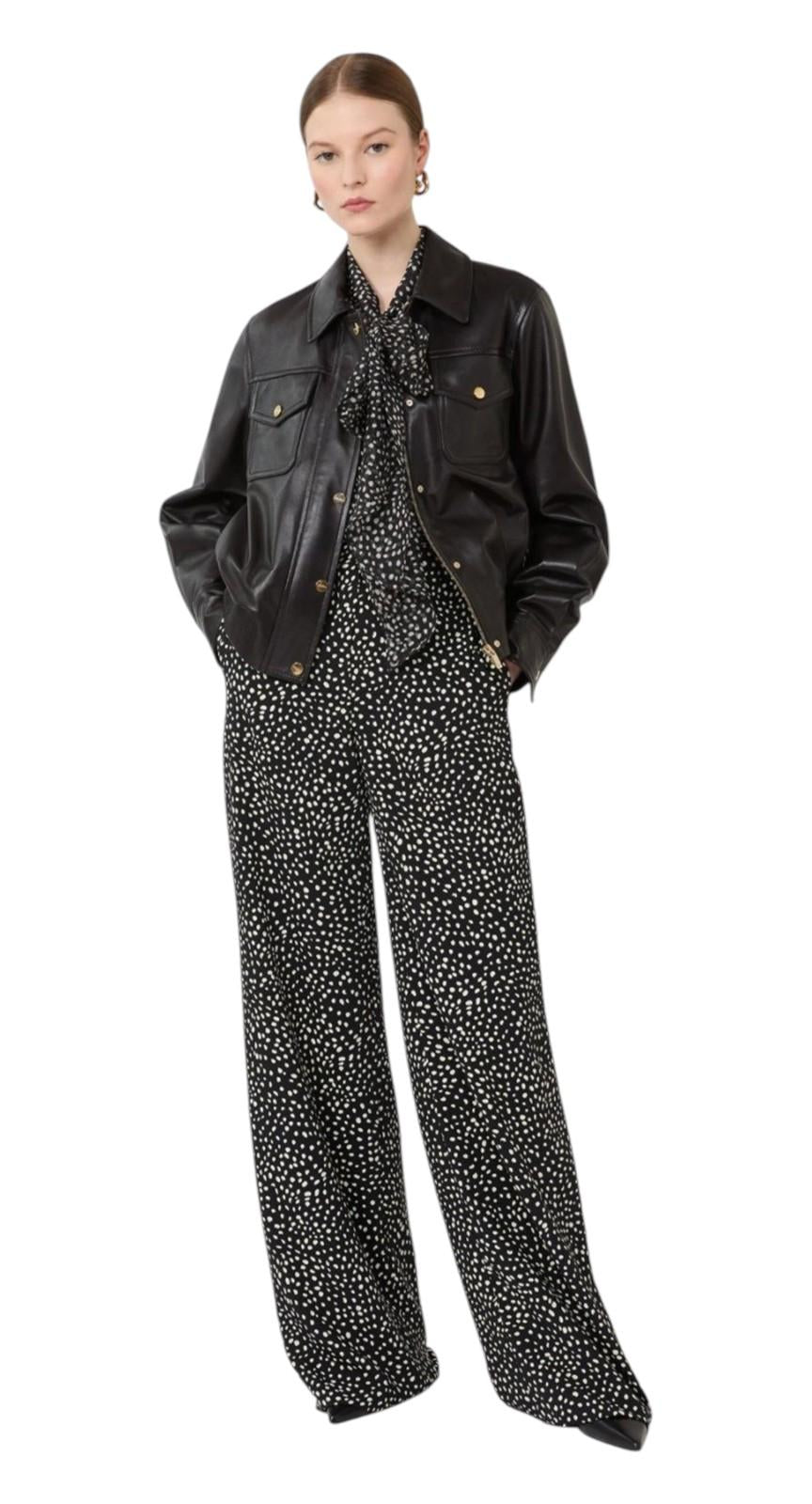 STUDIO Pantalone Studio donna 2616131045600 002 Fresco in sablé stampato Nero 2616131045600 002