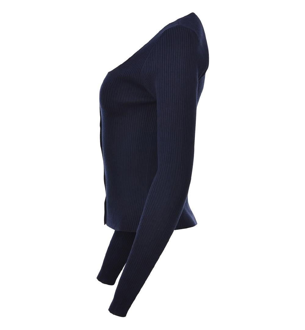 PINKO Cardigan Pinko donna Assia 104810 A1KW Blu seta corto aderente costine scollo tondo 104810 A1KW F92