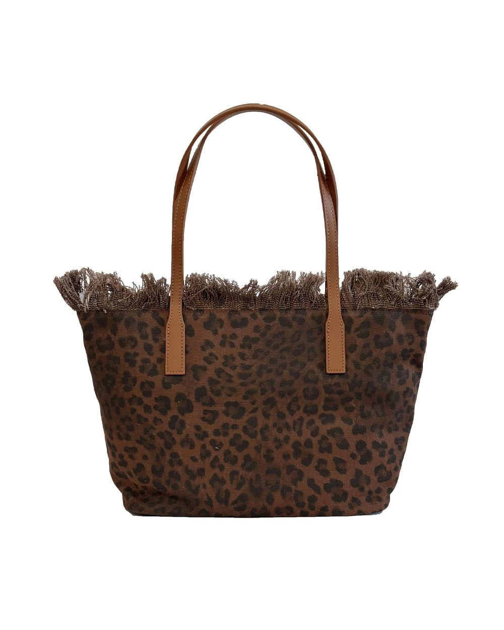 MC2 SAINT BARTH Borsa MC2 SAINT BARTH donna Dark Leopard CBMF00100588L Marrone tasca zip frange animalier<BR/> CBMF00100588L 18