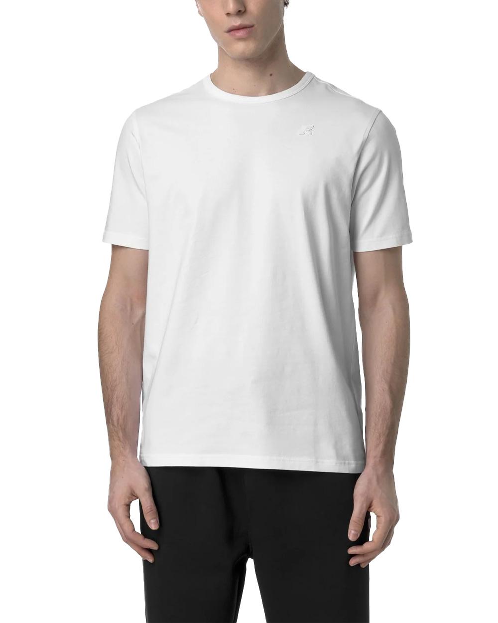 K-WAY T-shirt K-WAY uomo K71349W ADAME LIGHT STRETCH JERSEY Bianca fitting slim logo cotone<BR/> K71349W 001