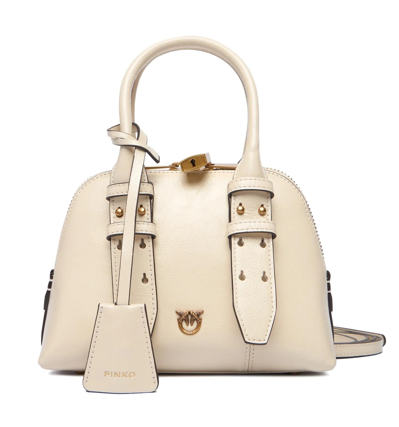 PINKO Borsa donna Pinko 105333A0QOZ14Q Bowling Bag Zip Mini Bianco Burro<BR/> 105333A0QO Z14Q