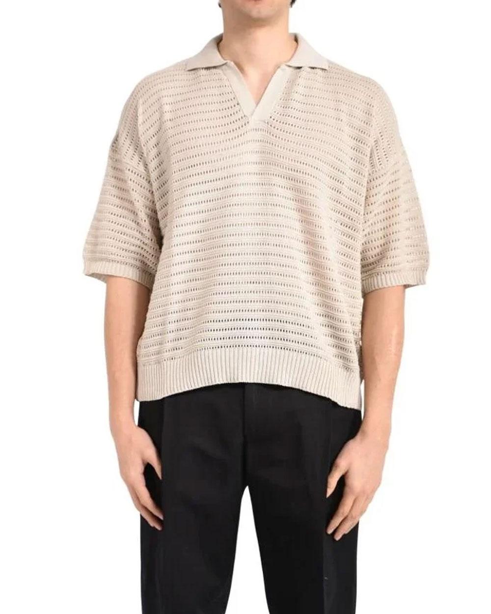 DANIELE ALESSANDRINI Polo Daniele Alessandrini uomo DUMC0021YCO0017 sabbia traforata relaxed fit DUMC0021YCO0017 2010