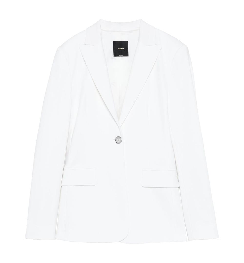 PINKO Blazer Pinko donna Signum 104903 A1L3 Bianco giacca monopetto collo rever scuba viscosa bottone 104903 A1L3 Z05
