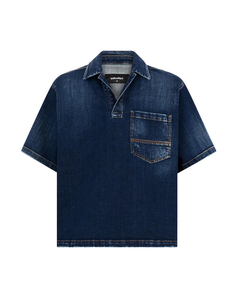 DSQUARED2 Camicia DSQUARED2 uomo S74DM1027S30664 Denim colletto polo maniche corte cotone S74DM1027S30664 470