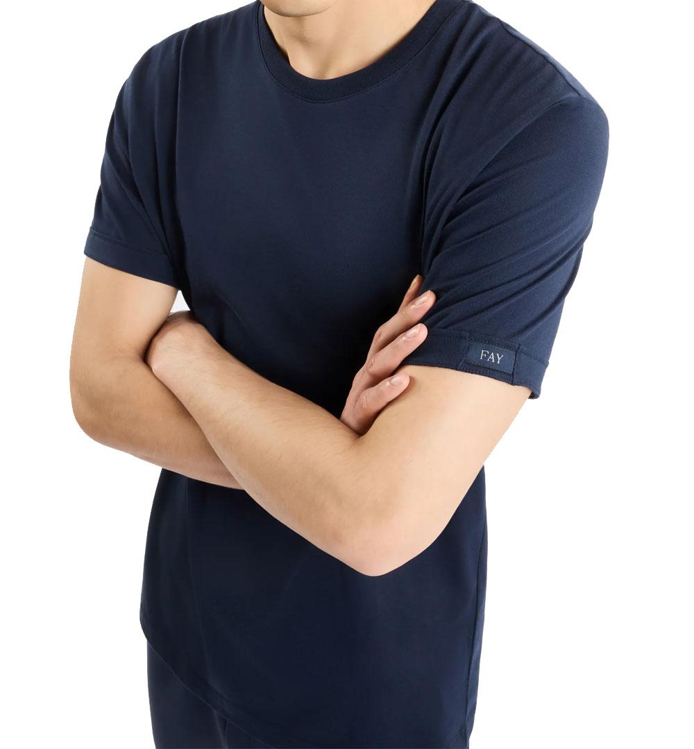FAY T-shirt Fay uomo NPMB3501330U blu in cotone <BR/> NPMB3501330UCXU 806
