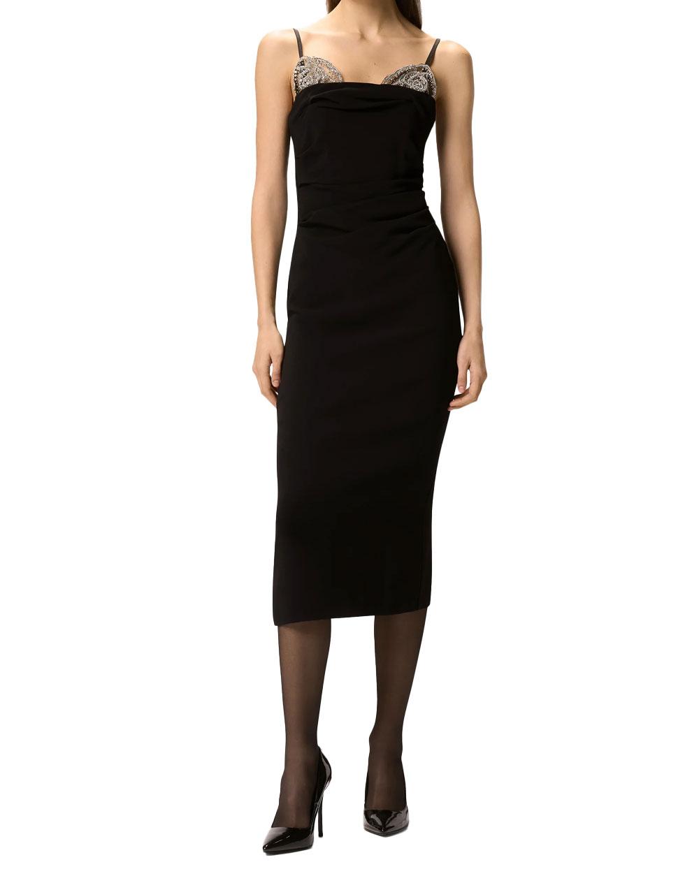 PINKO Abito donna Pinko 106637A31P Carruba nero midi aderente ricamo gioiello 106637A31P Z99