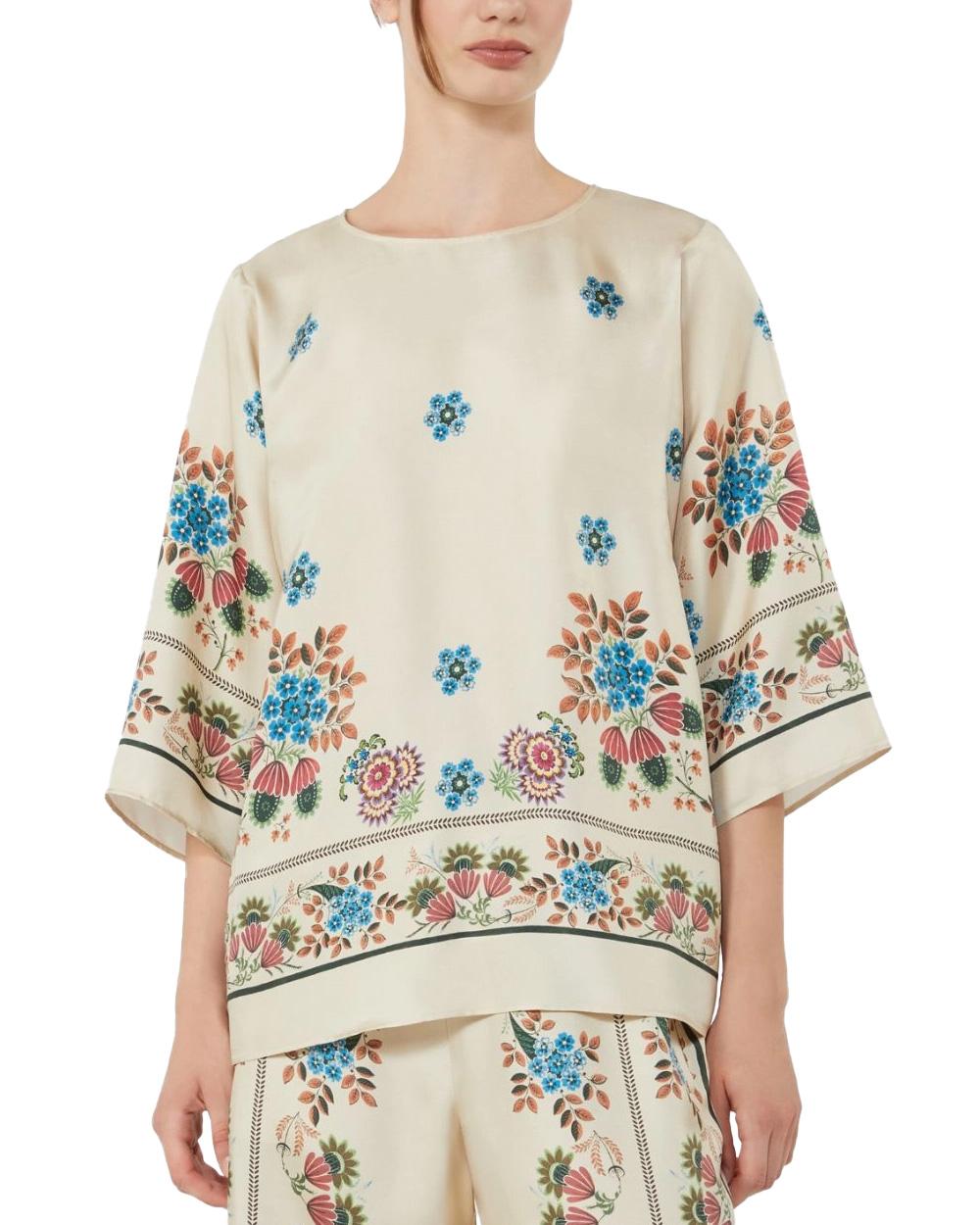 WEEKEND Blusa WEEKEND donna SAMBA 2615111062600 Avorio svasata twill seta girocollo contropiega 2615111062600 001