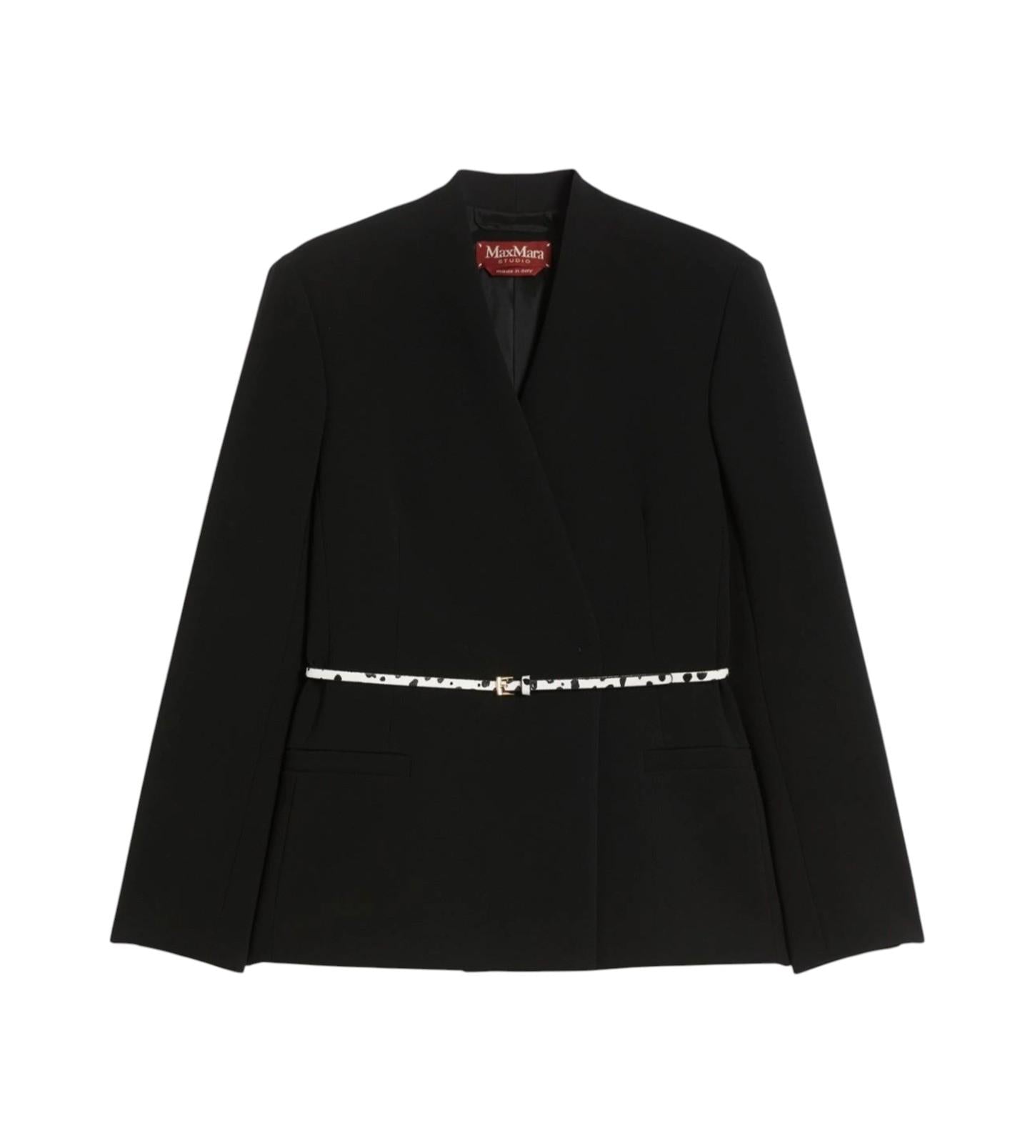 STUDIO Giacca Studio donna 604103650600001 Quinoa doppiopetto in cady con cintura Nero<BR/> 604103650600 001