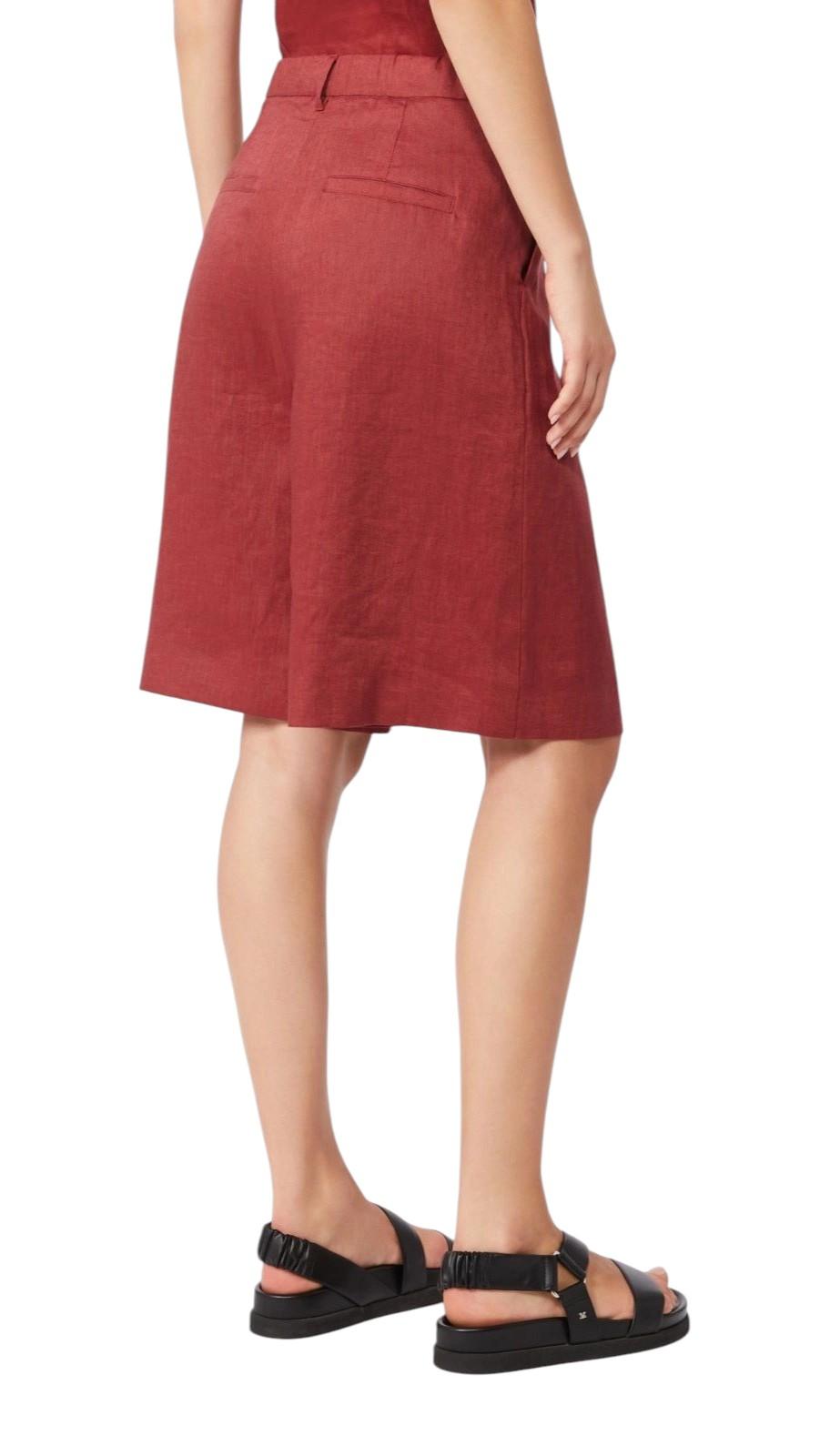 STUDIO Bermuda Studio donna 2616141012600 032 Caravan lungo in tela di lino Mattone rosso<BR/> 2616141012600 032