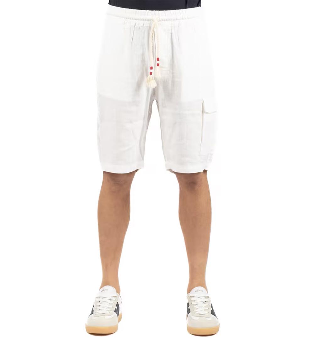 MC2 SAINT BARTH Bermuda Mc2 Saint Barth Marseille uomo MARSEILLE01896H Bianco linoelastica coulisse corda tasche logo MARSEILLE01896H 01