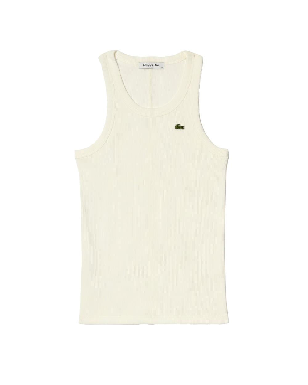 LACOSTE Top LACOSTE donna TF5388 Bianco cotone aderente slim fit TF5388 70V