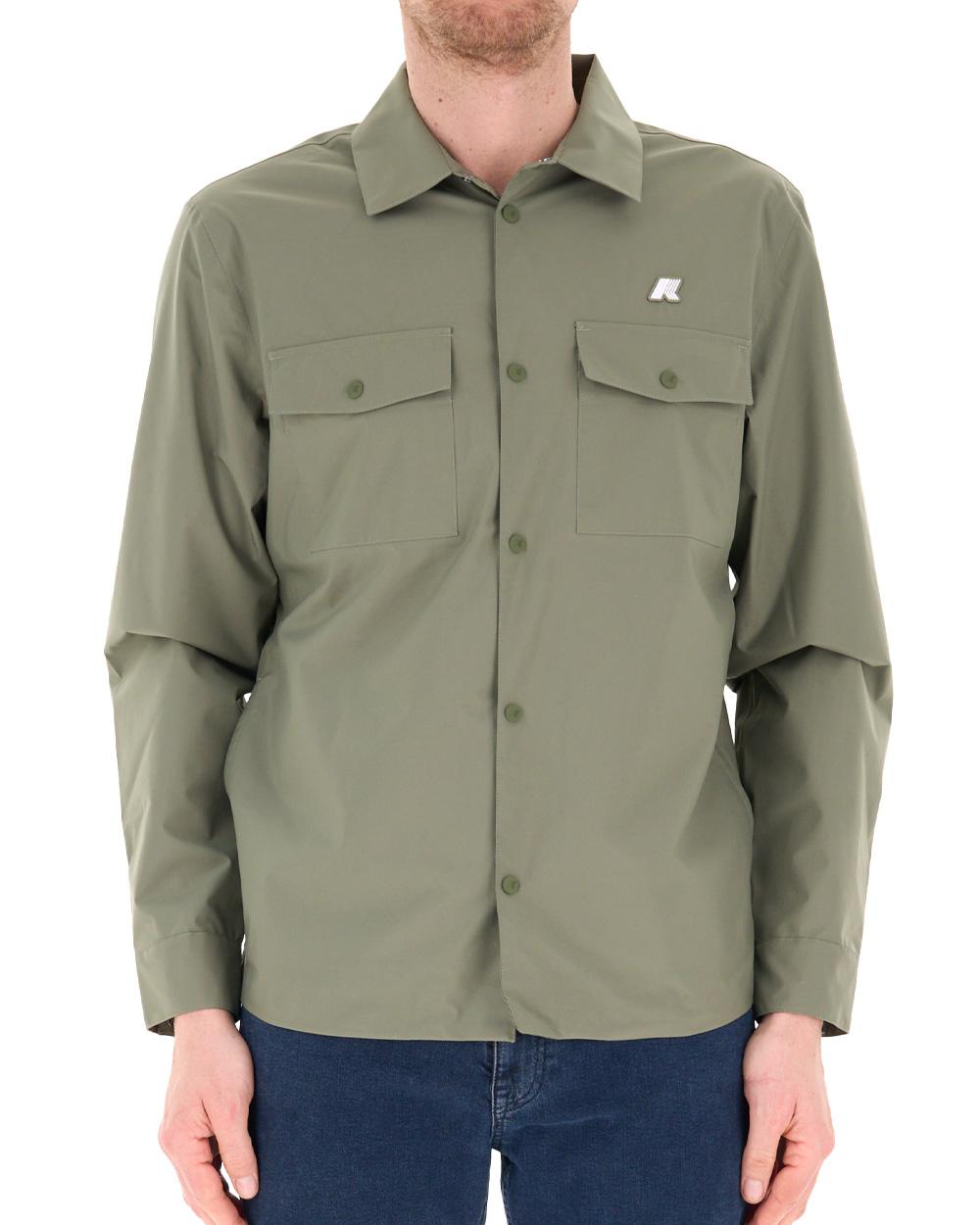 K-WAY Giubbino K-WAY uomo K5138MW UMBERT STRETCH 2LAYERS Verde antivento traspirante colletto camicia tasche<BR/> K5138MW V15