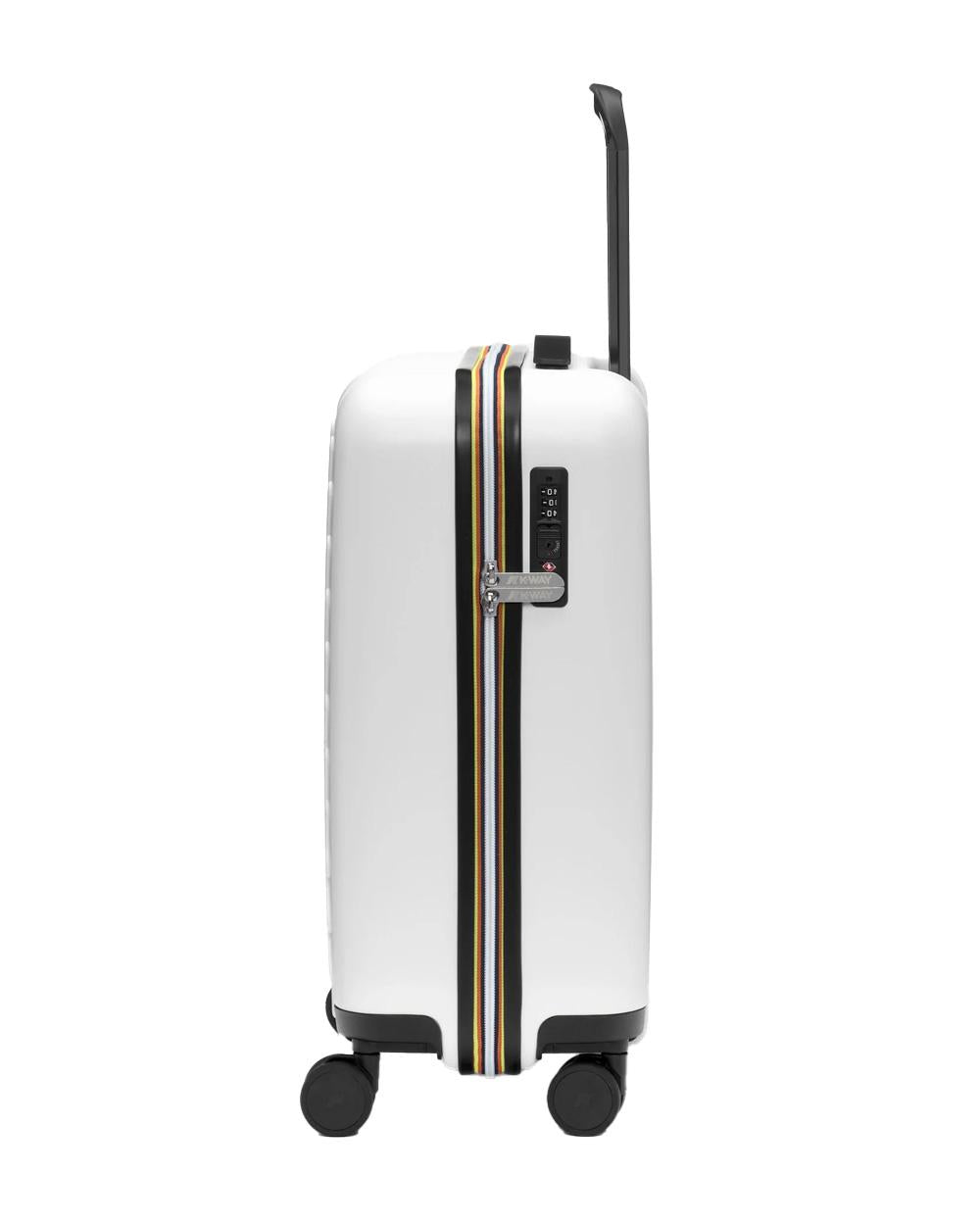 K-WAY Trolley K-WAY unisex K4125ZW EUDOXIE LOGO Bianco rigido tasca ruote girevoli K4125ZW 001