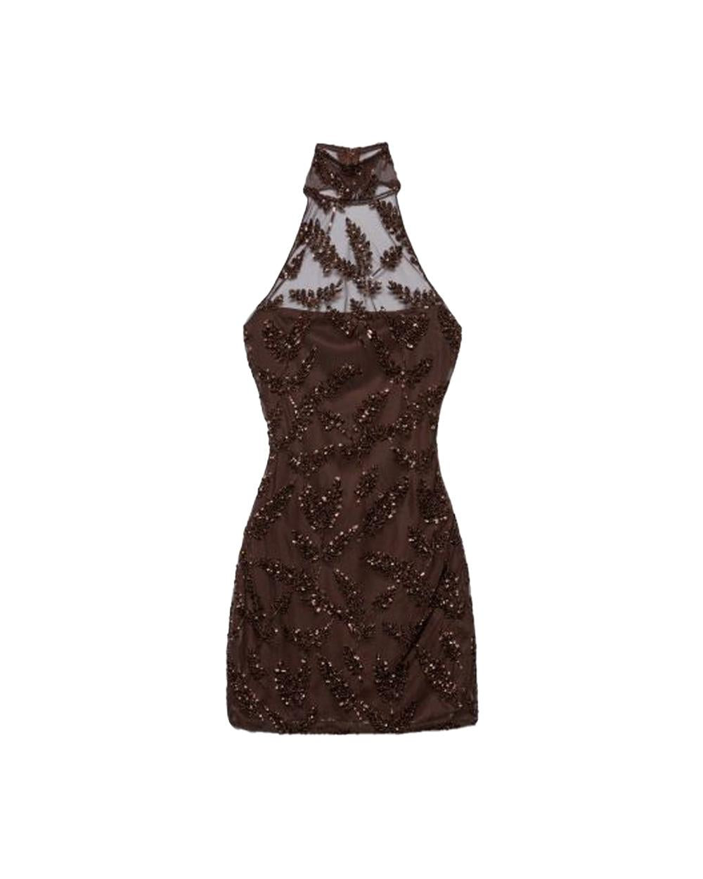 ANIYE BY Abito ANIYE BY UMA donna 185246 Cioccolato tulle ricamato paillettes scollo all'americana 185246 02481