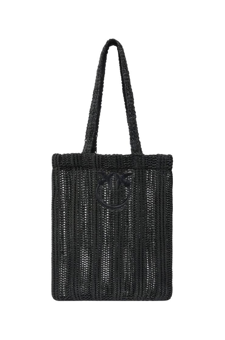 PINKO Borsa Pinko donna 106728A39Y Z99 Shopper Easy Tote Bag Rafia Nero<BR/> 106728A39Y Z99
