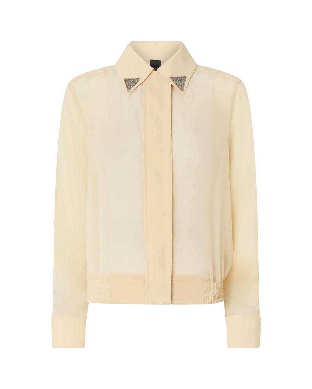 PINKO Camicia donna Pinko 106791A3AT Cagliari burro semitrasparente dettagli metallici 106791A3AT C19