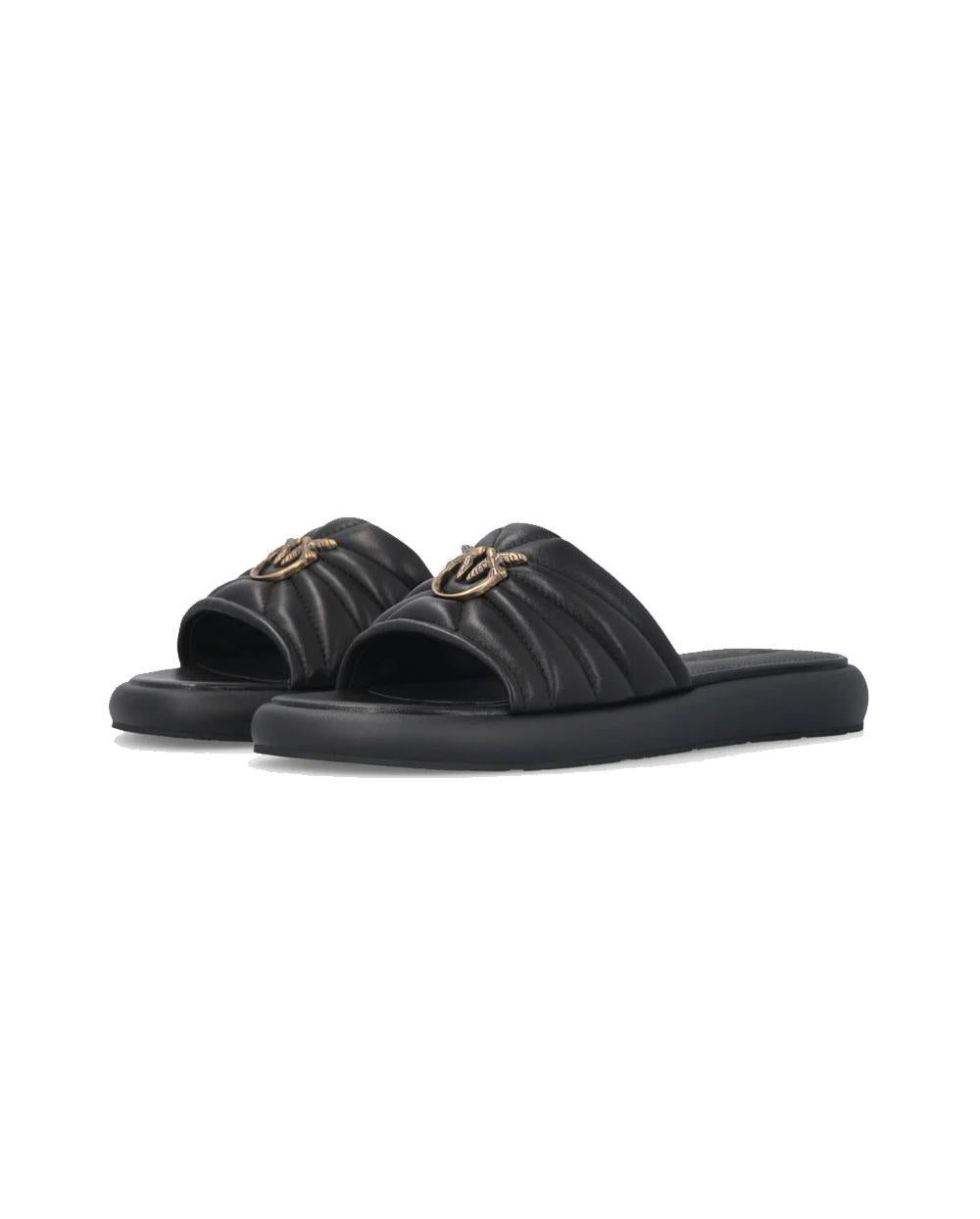 PINKO Ciabatta Pinko donna SD0525P003 Fiona nera nappa trapuntata love birds SD0525P003 Z99