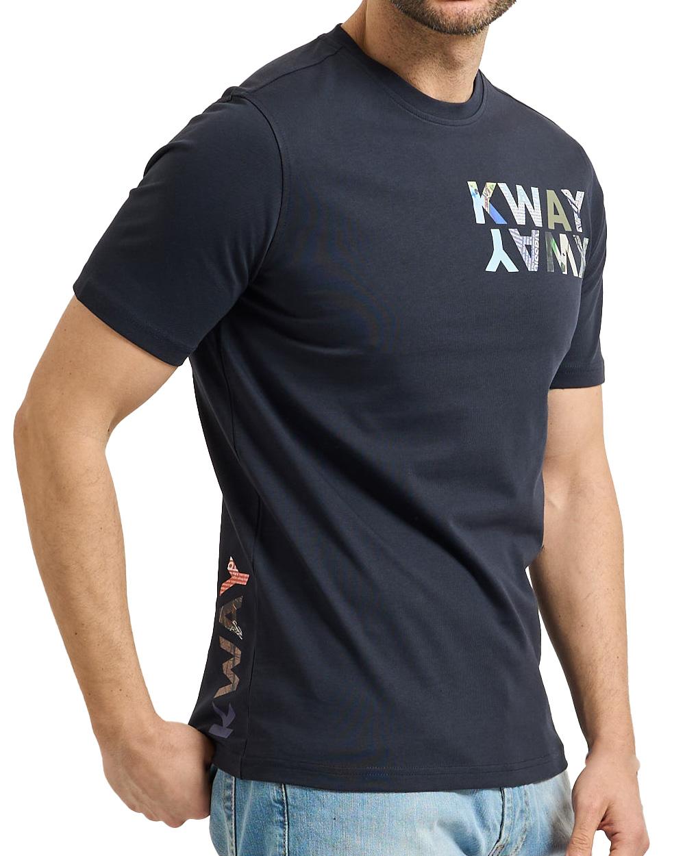 K-WAY T-shirt K-WAY uomo K71354W ODOM SLIM JERSEY KWAY LETTERING Blu jersey cotone girocollo slim K71354W K89