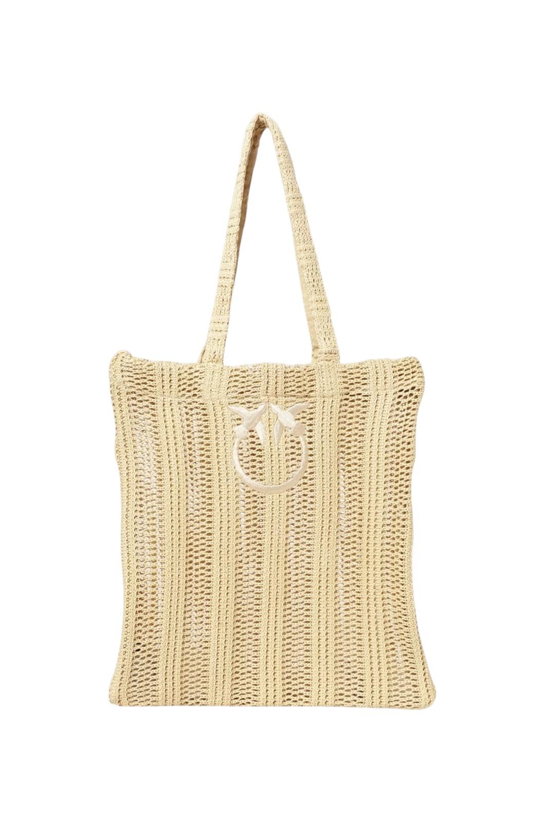 PINKO Borsa Pinko donna 106728A39 YC39 Shopper Easy Tote Bag Rafia Crochet Beige<BR/> 106728A39Y C39