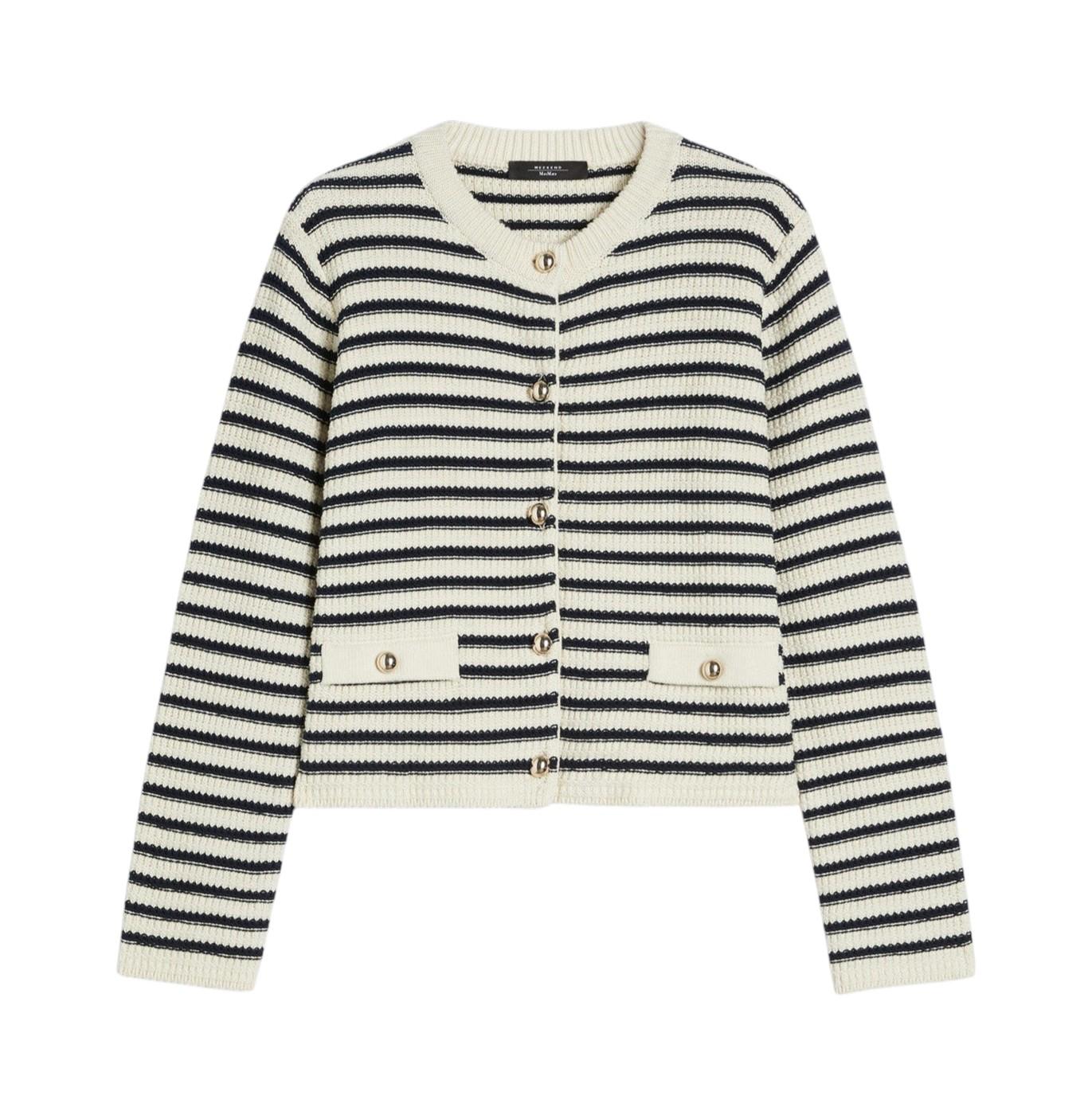 WEEKEND Cardigan Weekend 2615341041600 012 Vodka crop in cotone a righe Blu<BR/> 2615341041600 012