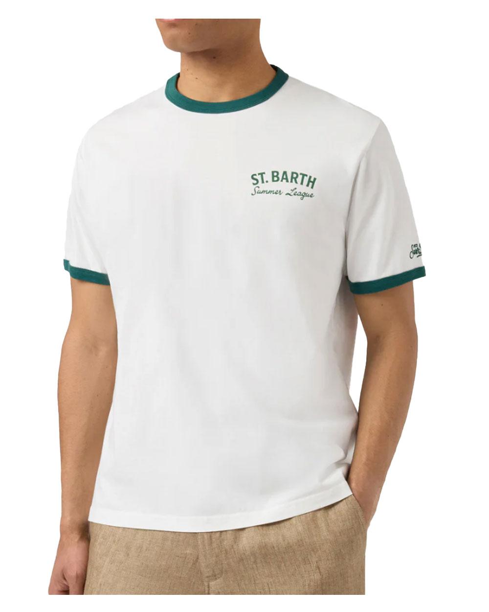 MC2 SAINT BARTH T-shirt Mc2 Saint Barth uomo Dean Tennis League bianca e verde DENA00203846L 1051