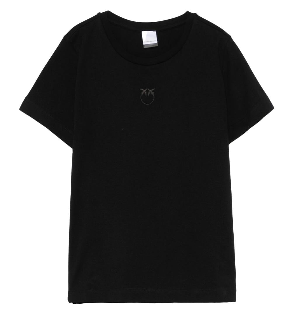PINKO T-shirt Pinko donna 100355A2HN Nera cotone orlo dritto scollo rotondo logo manica corta 100355A2HN Z99