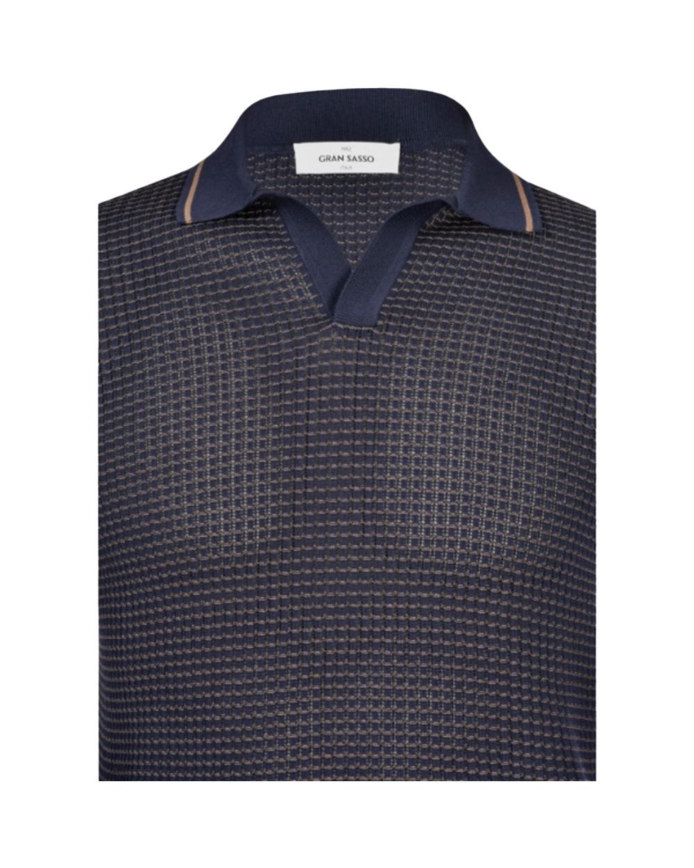GRAN SASSO Polo GRAN SASSO uomo 5719120650 Blu lavorazione traforata bicolor regular fit<BR/> 5719120650 598