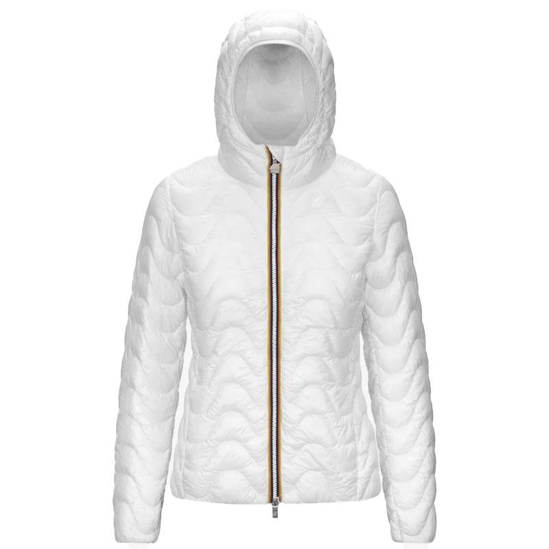 K-WAY Giubbino K-way donna K5126IW 001 LILY QUILTED WARM bianco trapuntato cappuccio K5126IW 001