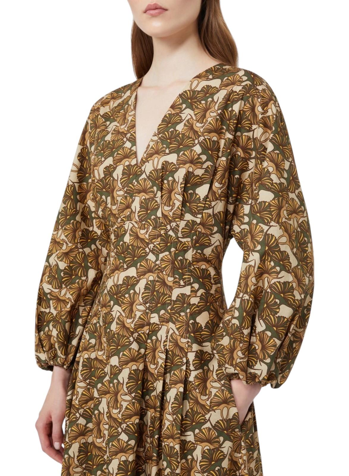STUDIO Abito Studio donna 2616221082600 005 Astice in popeline di cotone stampato Senape<BR/> 2616221082600 005
