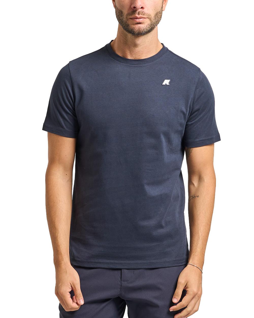 K-WAY T-shirt K-WAY uomo K3136RW Blu vestibilità regular fit girocollo silhouette clean logo discreto sul petto K3136RW K89