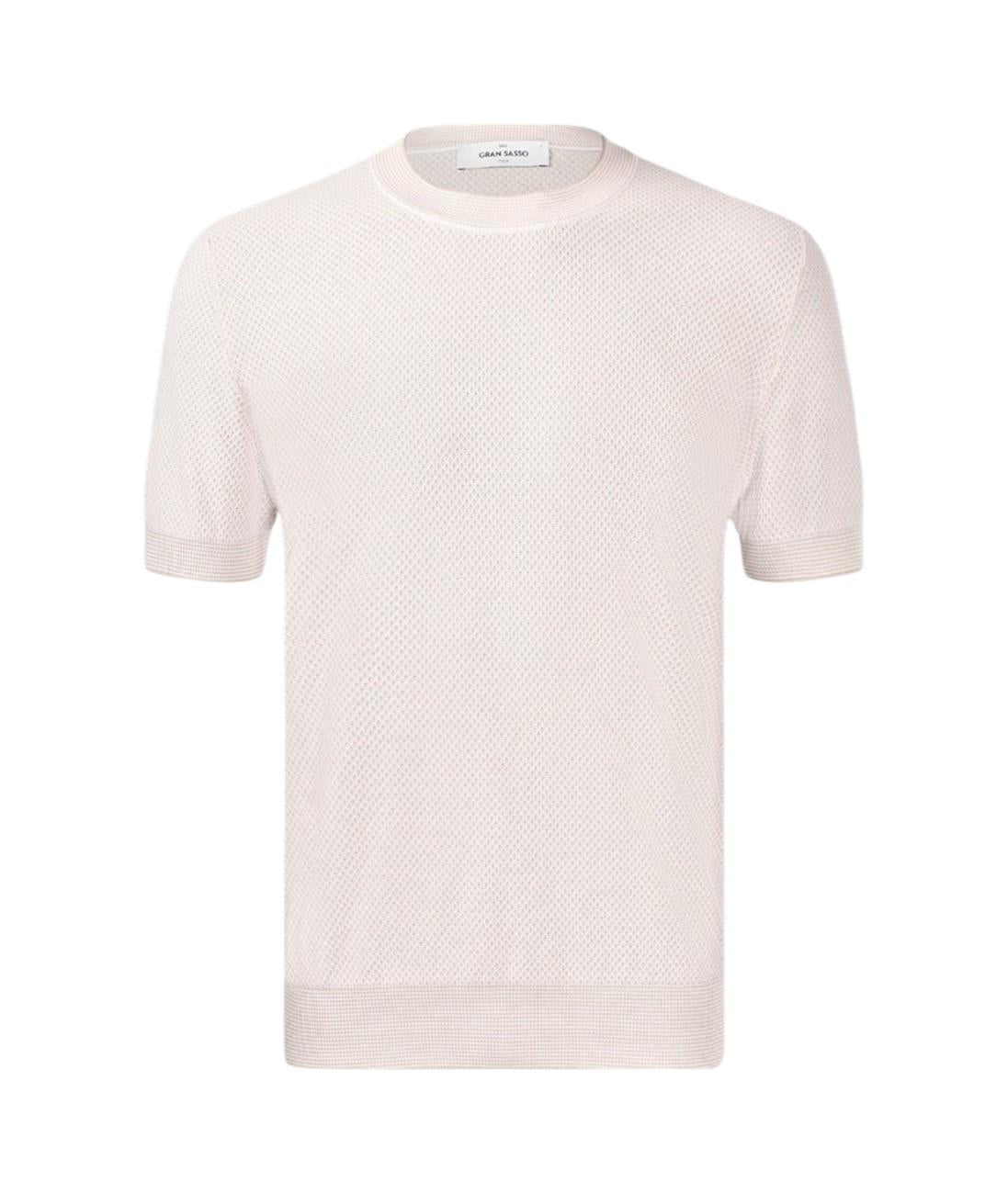 GRAN SASSO T-shirt Gran Sasso uomo 5713620651 010 Fresh Cotton maglia punto nido d'ape bicolore Bianco<BR/> 5713620651 010