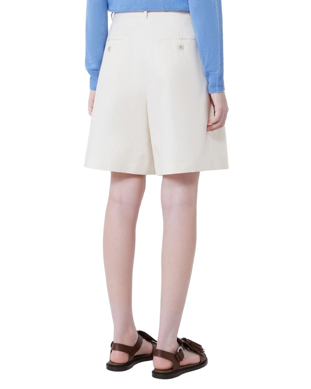 WEEKEND Bermuda WEEKEND donna ECUBA 2615141022600 Bianco regular canvas cotone lino zip tasche passanti pinces 2615141022600 001