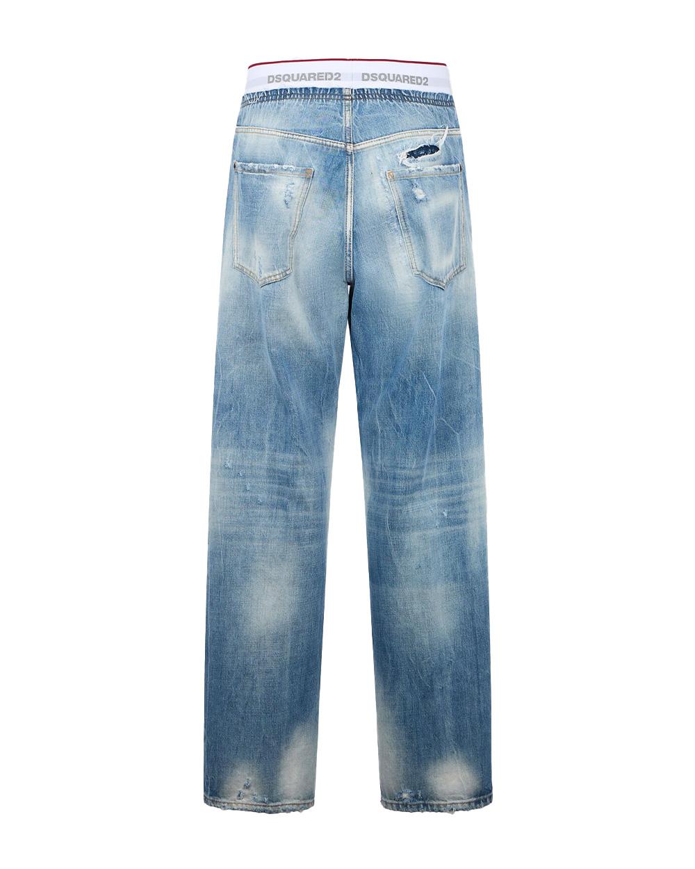 DSQUARED2 Jeans DSQUARED2 uomo Jogging S71KB0783D30038 Blu vintage dettagli destroyed fascia elastica logo cinque tasche etichetta S71KB0783D30038 470