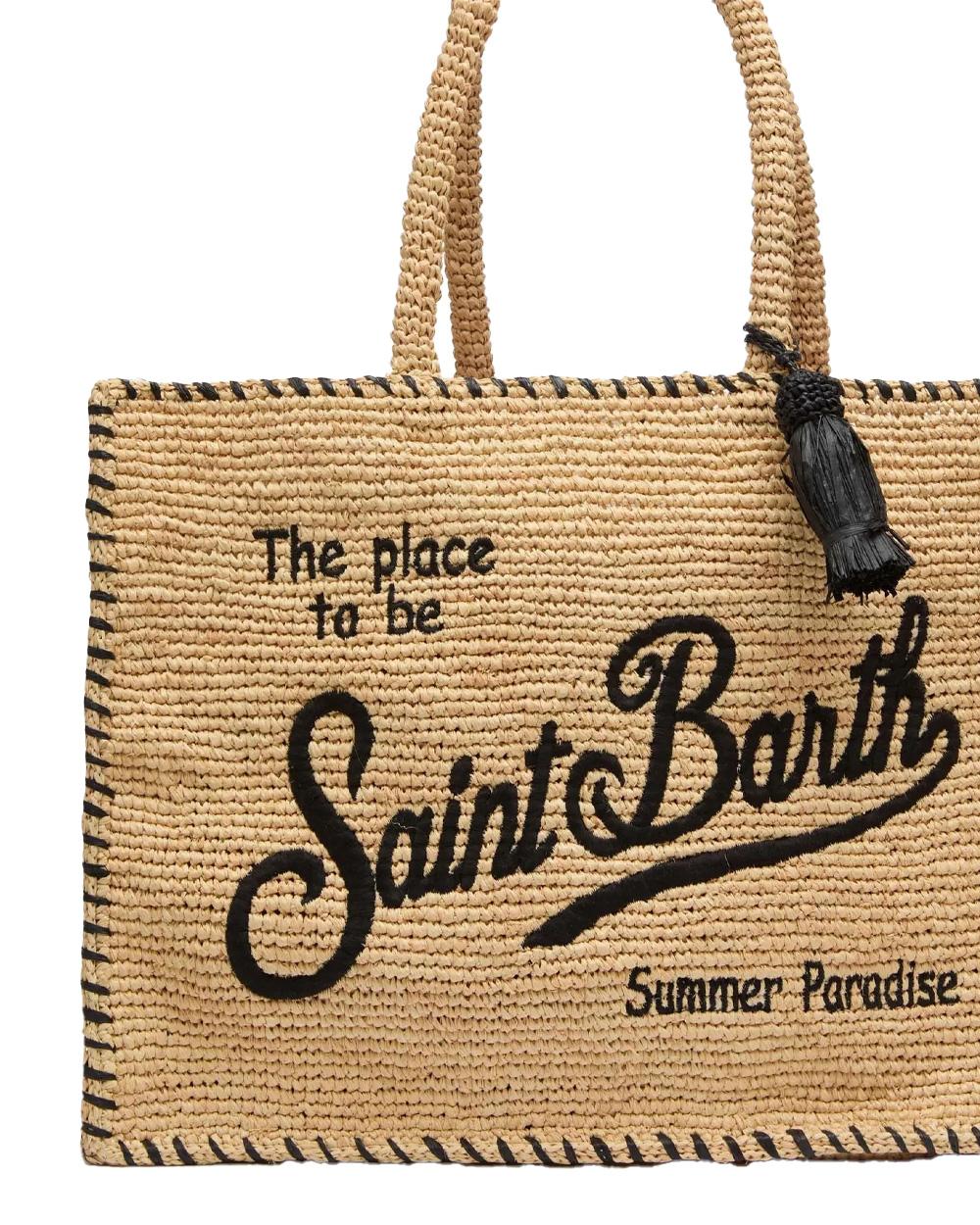 MC2 SAINT BARTH Borsa MC2 SAINT BARTH donna Vanity Raffia VANI01309045L Beige finiture nere logo nappa VANI01309045L 1100