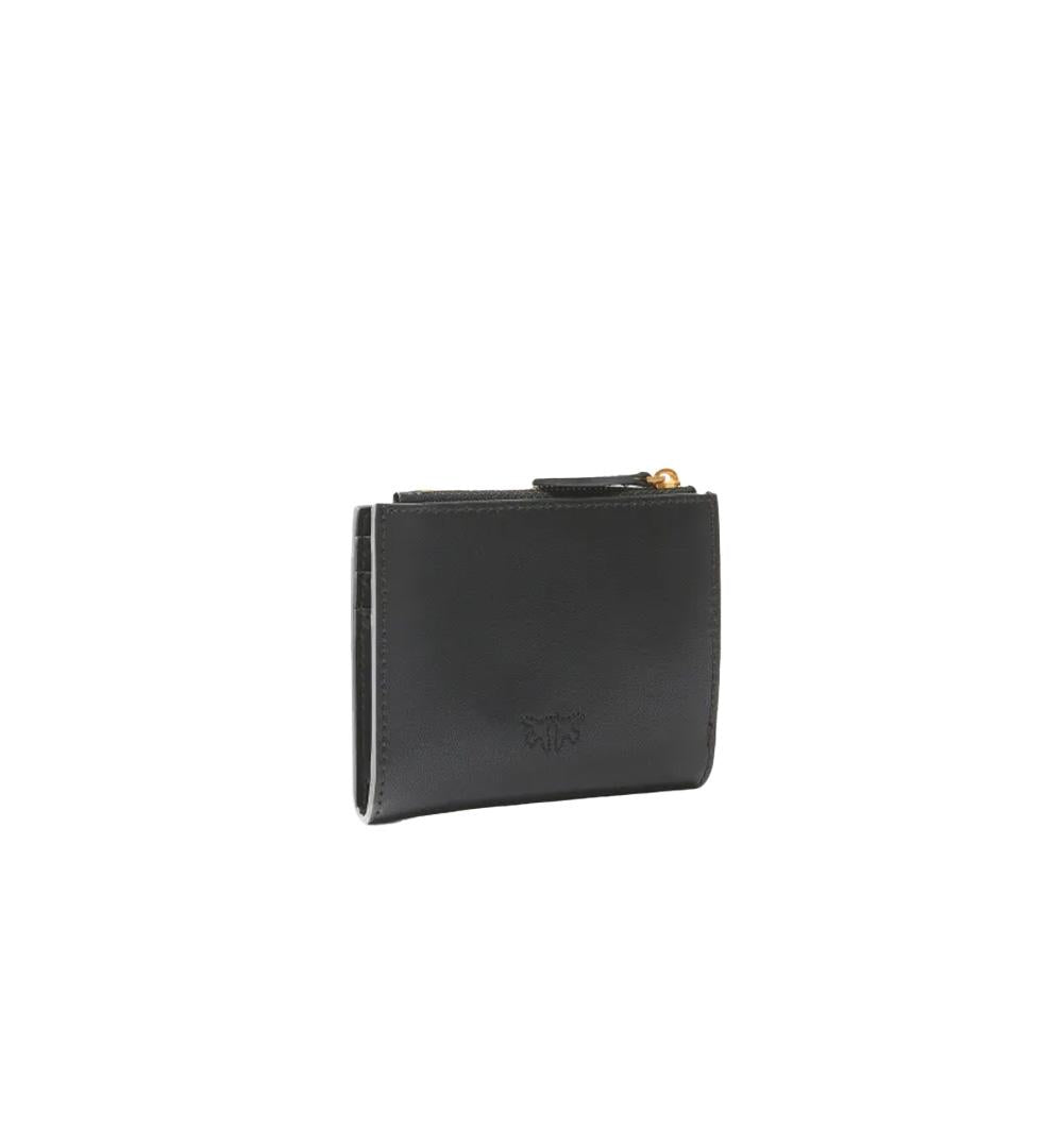 PINKO Portafoglio Pinko donna Multi Purpose Wallet 103610 A0F1 Nero pelle cotone zip placchetta texture 103610 A0F1 Z99Q
