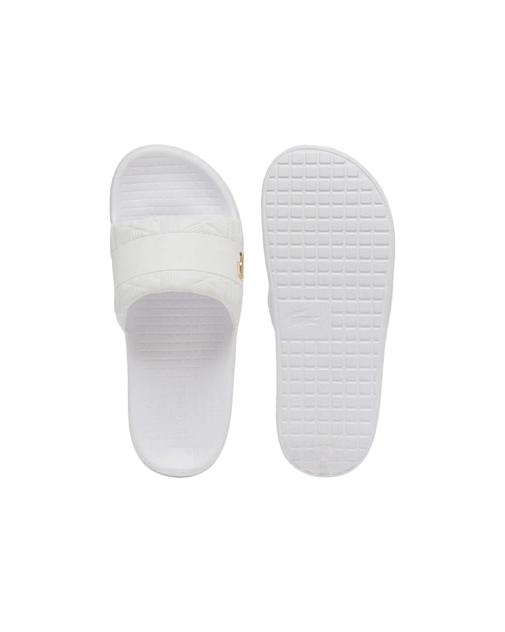 LACOSTE Ciabatte LACOSTE uomo Serve Slide Hybrid E03862 Bianche tinta unita dettaglio logo regular fit<BR/> E03862 21G