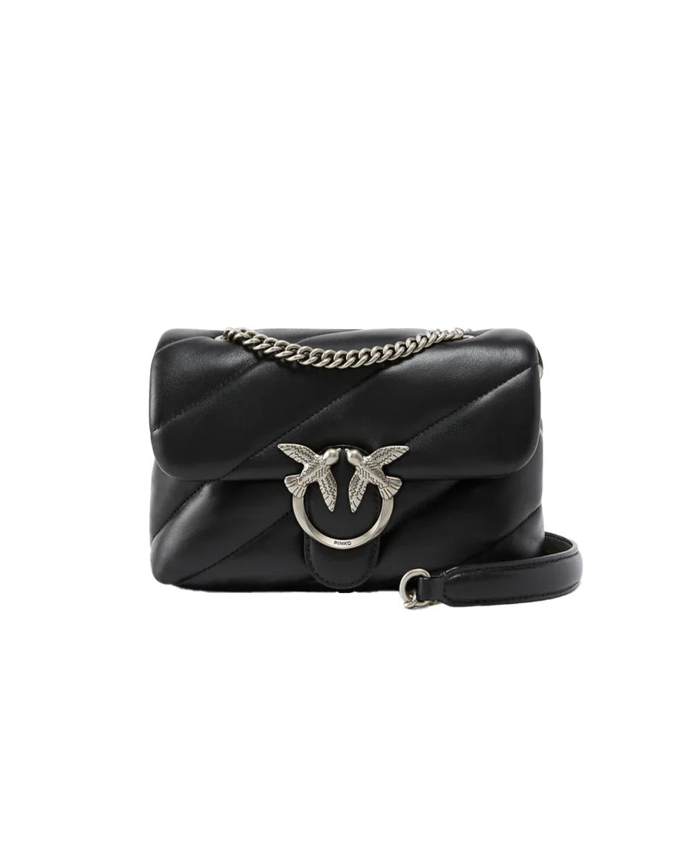PINKO Borsa PINKO donna MINI LOVE BAG PUFF 100039A0F2 Nera nappa pelle trapuntatura tracolla argento 100039A0F2 Z99O