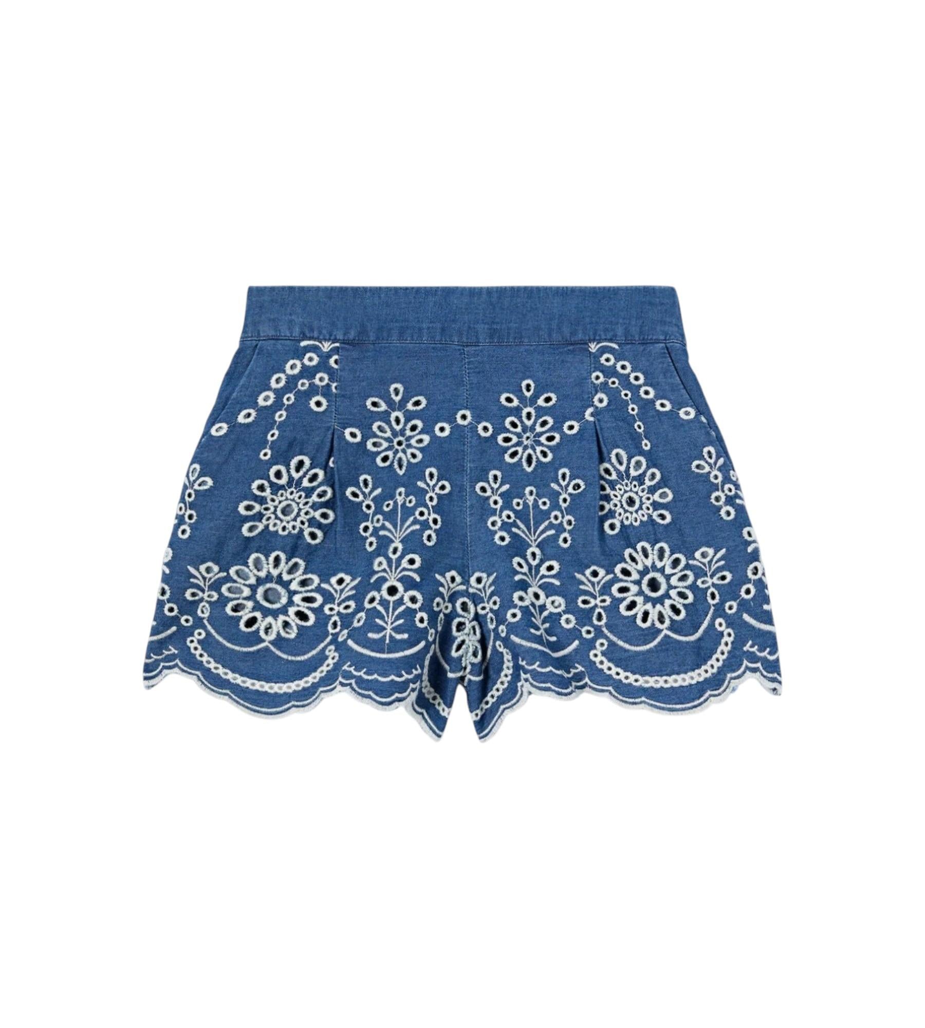 MC2 SAINT BARTH Bermuda MC2 SAINT BARTH bambina AMN0002 00473L 10 Amani Jr in chambray con ricamo Denim<BR/> AMN000200473L 10