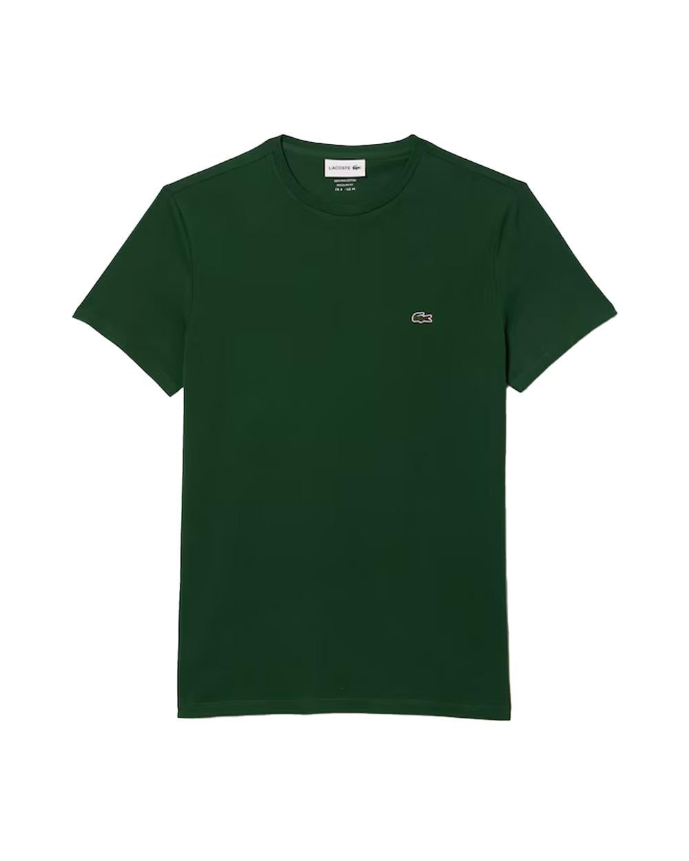 LACOSTE T-shirt LACOSTE uomo TH6709 Verde pregiato cotone taglio dritto regular coccodrillo TH6709 132