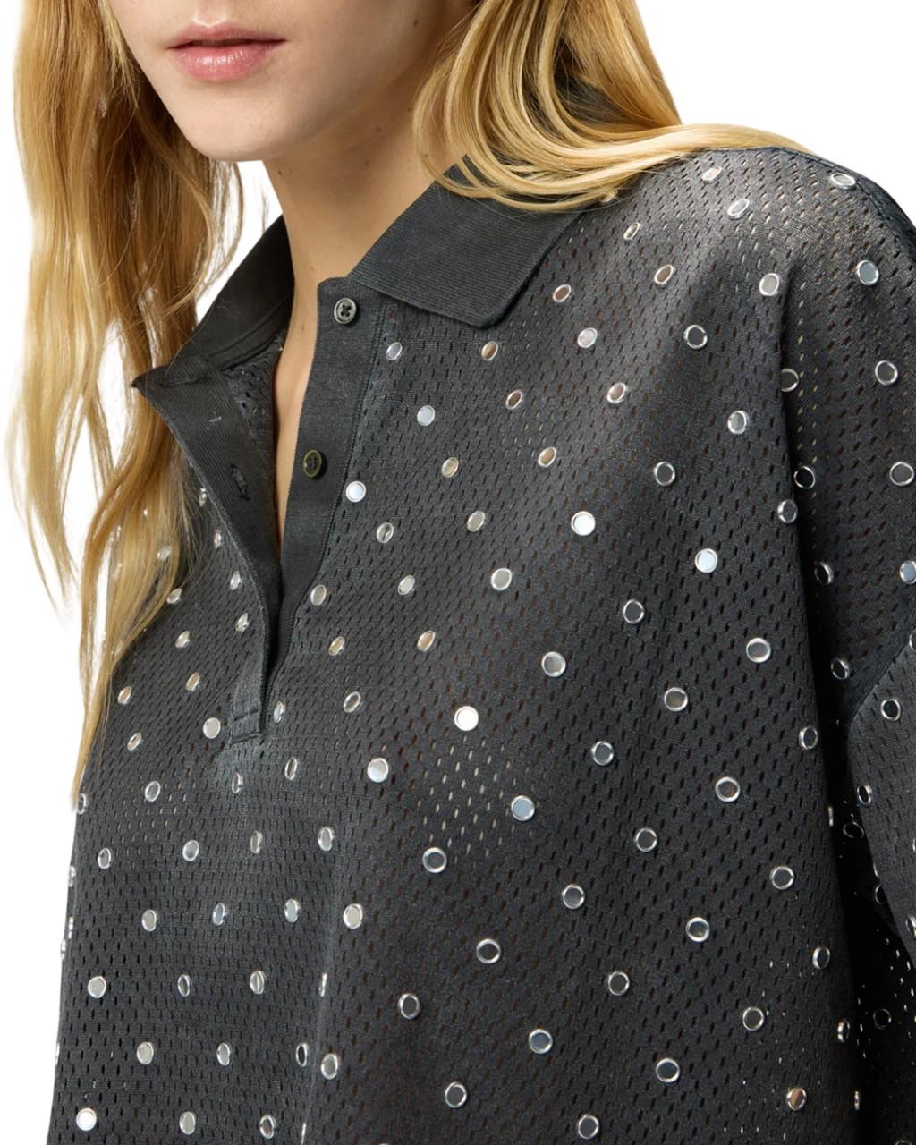 PINKO Polo Pinko donna 106855A3BC I91 Erve cropped Grigio Scuro<BR/> 106855A3BC I91