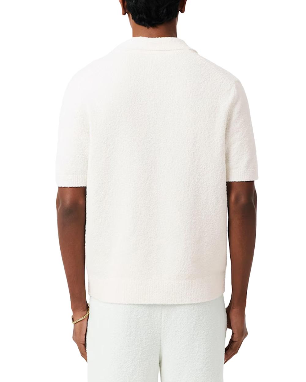 LACOSTE Polo LACOSTE uomo AH0618 Bianco cotone classic fit finitura a coste AH0618 70V