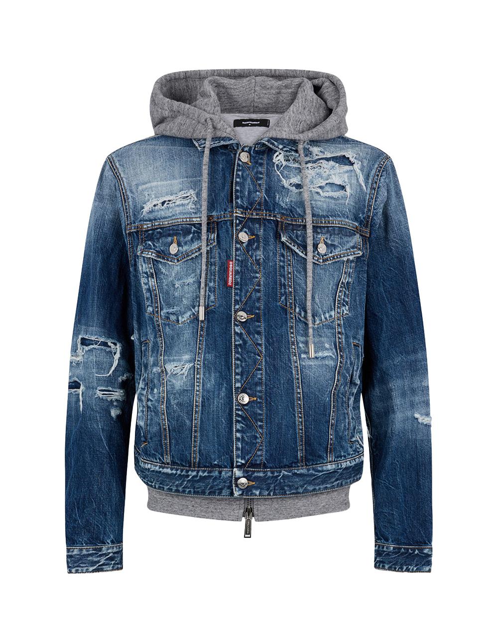 DSQUARED2 Giubbino DSQUARED2 uomo S74AM1657D30011 Blu cotone lavaggio medio dettagli in felpa S74AM1657D30011 470