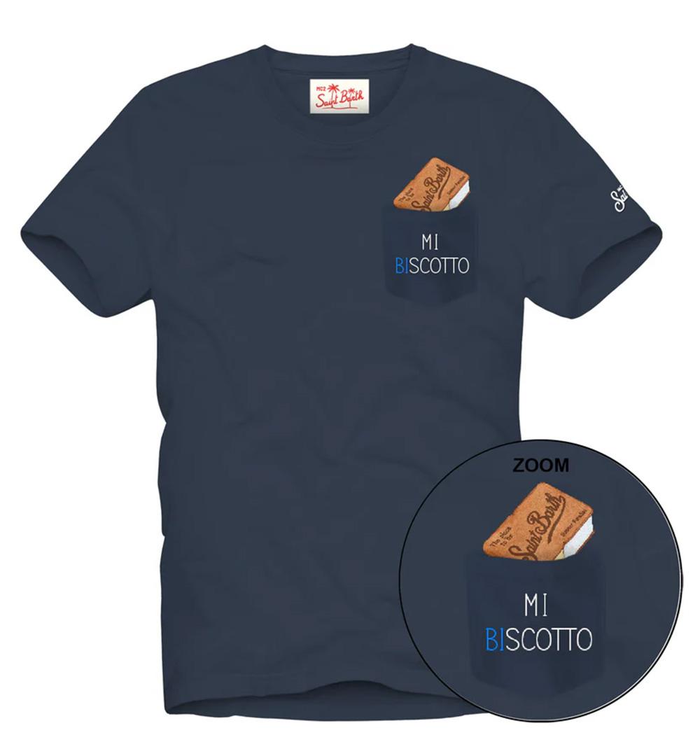 MC2 SAINT BARTH T-shirt Mc2 Saint Barth Austin uomo AUSTIN05604H Blu manica corta taschino biscotto AUSTIN05604H 61