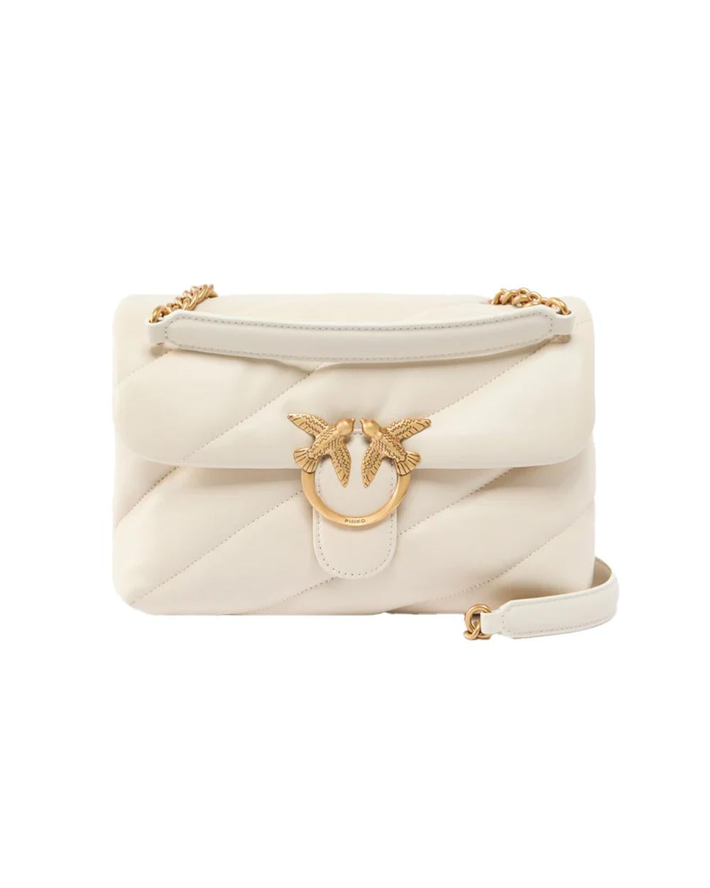 PINKO Borsa PINKO donna CLASSIC LOVE BAG PUFF 100038A0F2 Bianca nappa pelle trapuntatura tracolla oro 100038A0F2 Z14Q