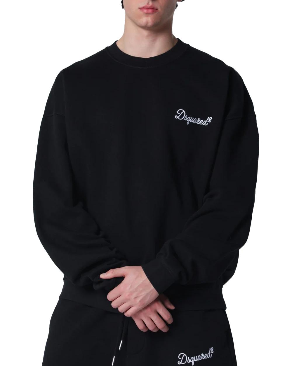 DSQUARED2 Felpa DSQUARED2 uomo Signature Relax Fit S74GU0930D25029 Nera cotone relaxed girocollo logo<BR/> S74GU0930D25029 900