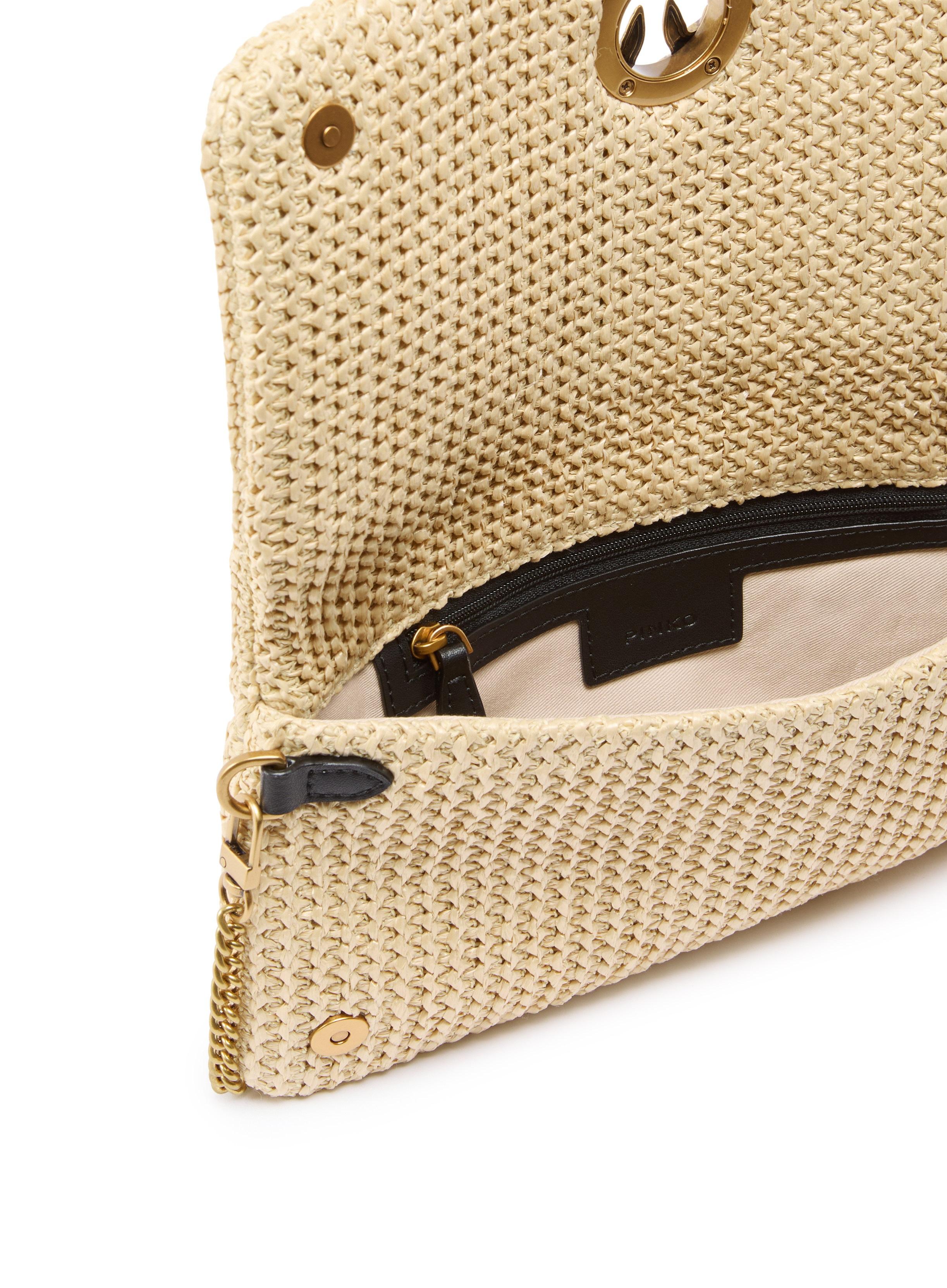 PINKO Borsa Pinko donna 106023A391 C24Q Click Soft Horizontal Mini Rafia Beige<BR/> 106023A391 C24Q